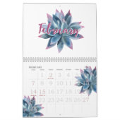 かわいらし水色多肉汁20xx カレンダー (2月 2027)