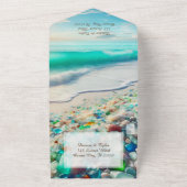 かわいらし海と海ガ結婚ラス オールインワン招待状 (外側)