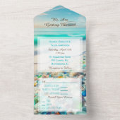 かわいらし海と海ガ結婚ラス オールインワン招待状 (内側)