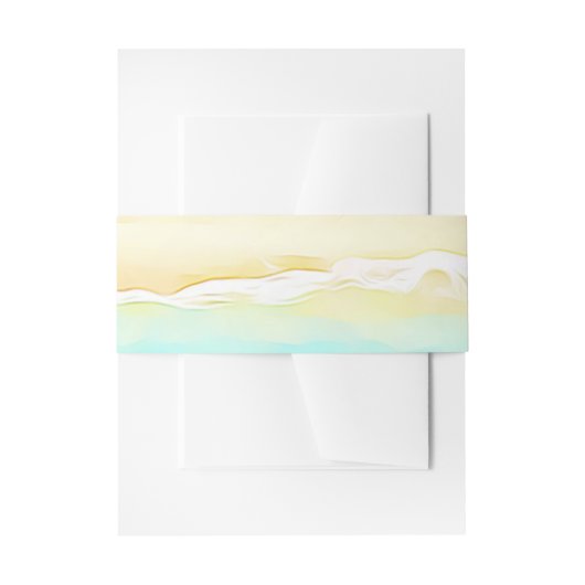 かわいらし海ショアティール(緑がかった色)水と砂結婚の 招待状ベリーバンド (正面例)