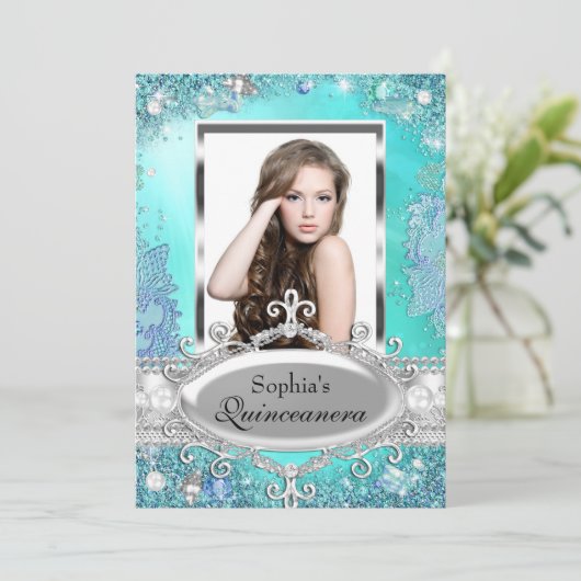 かわいらし海ジュエル写真キンセアニェラ招待状 招待状 (スタンド正面)