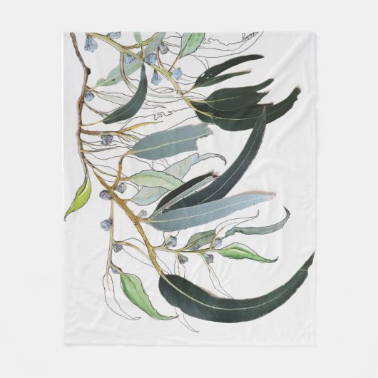 かわいらし淡い色のグミ葉水彩 フリースブランケット (正面)
