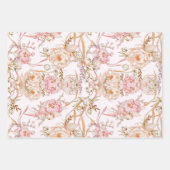かわいらし淡い色のフェミニンピンクの香ストライプ料・フローラ ラッピングペーパーシート (正面)