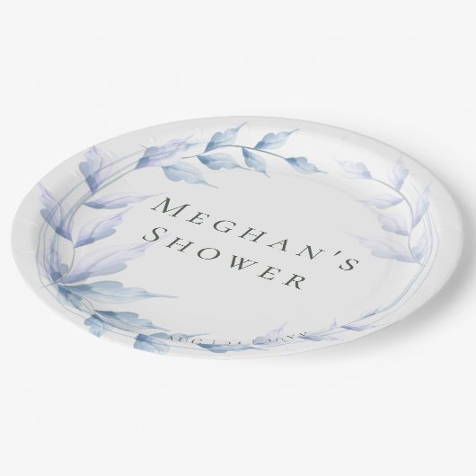 かわいらし淡い色の薄紫ほこりっぽい青い葉のブライダル ペーパープレート (アングル)