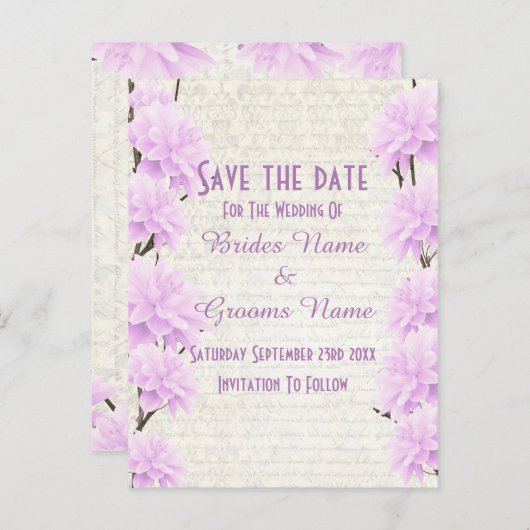 かわいらし淡い色の薄紫フローラ保存日 案内ポストカード (正面/裏面)