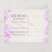 かわいらし淡い色の薄紫フローラ保存日 案内ポストカード (裏面)