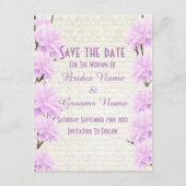 かわいらし淡い色の薄紫フローラ保存日 案内ポストカード (正面)