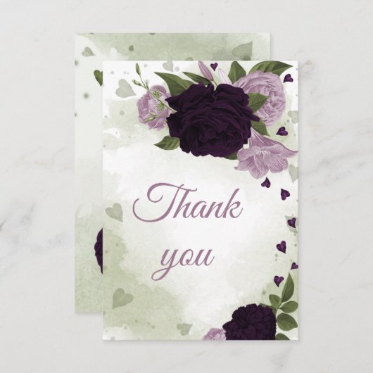 かわいらし深いと薄紫色の花 サンキューカード (正面/裏面)