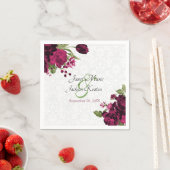 かわいらし深いワインフローラ結婚ナプキンス スタンダードカクテルナプキン (インサイチュ)