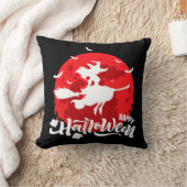 かわいらし満月飛んでいるに魔女ほうき クッション (ブランケット)