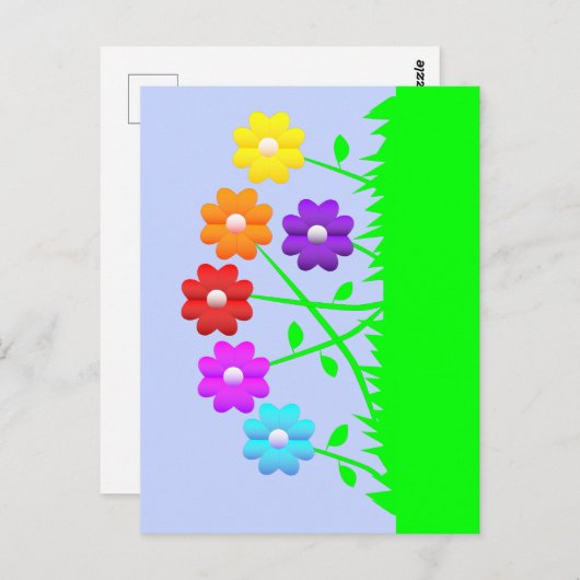 かわいらし漫画漫画アートは花の草を彩る ポストカード (正面/裏面)