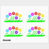 かわいらし漫画漫画アートは花の草を彩る 長方形シール (シート)