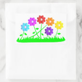 かわいらし漫画漫画アートは花の草を彩る 長方形シール (バッグ)