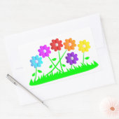 かわいらし漫画漫画アートは花の草を彩る 長方形シール (封筒)