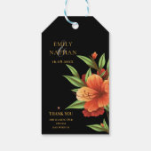かわいらし濃いムーディエレガントオレンジ結婚フローラ ギフトタグ (裏面)