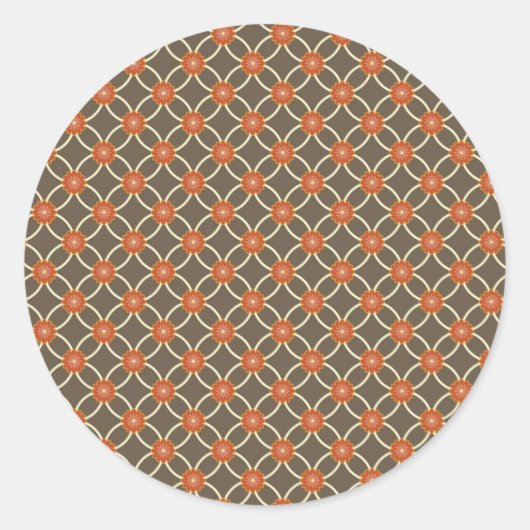 かわいらし焼きオレンジと茶色の秋模様の贈り物 ラウンドシール (正面)