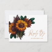 かわいらし燃素朴えたオレンジ色のフローラ結婚の 出欠カード (正面)