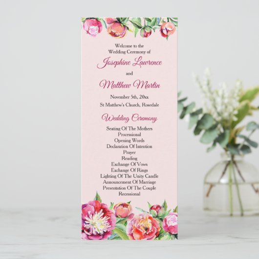 かわいらし牡丹フローラ結婚式 プログラム (スタンド正面)
