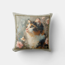 かわいらし猫の絵を描枕 クッション