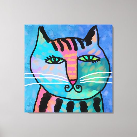 かわいらし男の子の抽象芸術キャッ絵画ト キャンバスプリント (正面)