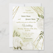 かわいらし白い花は幾何結婚性の 招待状 (正面)