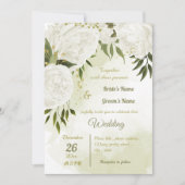 かわいらし白い花は幾何結婚性の 招待状 (正面)