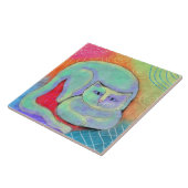 かわいらし白キャット抽象芸術絵画ズ タイル (側面)