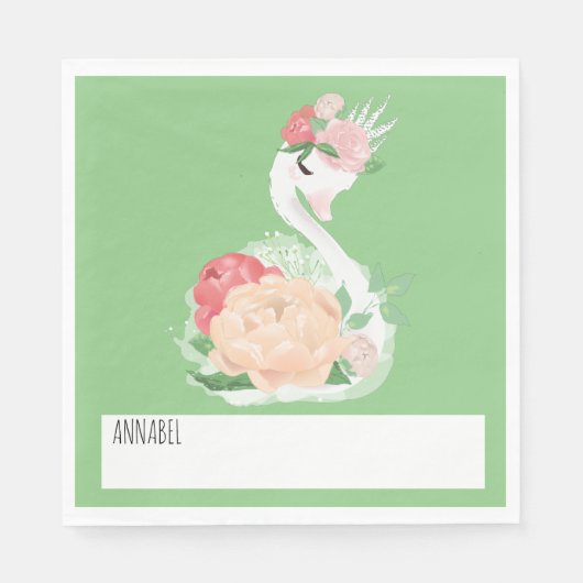 かわいらし白鳥パーソナライズされた給食昼寝 スタンダードランチョンナプキン (正面)