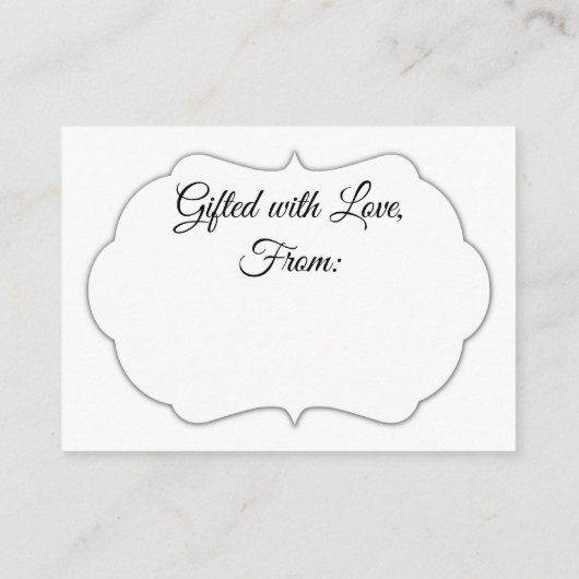 かわいらし白No Wrapブライダルシャワーギフトカード エンクロージャーカード (裏面)