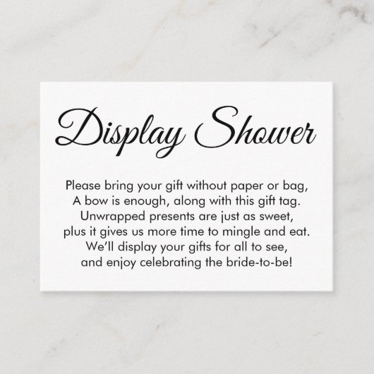 かわいらし白No Wrapブライダルシャワーギフトカード エンクロージャーカード (正面)