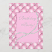 かわいらし真珠のエレガント誕生カスタム日 招待状 (正面/裏面)