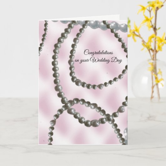 かわいらし真珠の結婚式の日おめでとう カード (黄色い花)