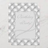 かわいらし真珠エレガント誕生銀 招待状 (正面/裏面)