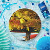 かわいらし秋の素朴紅葉結婚色 ペーパープレート (パーティー)