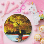 かわいらし秋の素朴紅葉結婚色 ペーパープレート (パーティー)