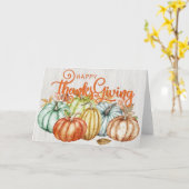 かわいらし秋カラフルパンプキンズハッピー感謝祭 カード (黄色い花)
