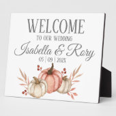 かわいらし秋パンプキンス結婚ブーケの卓上標識 フォトプラーク (側面)