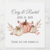 かわいらし秋パンプキンブケ結婚ス ワインラベル (シングルラベル)