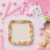 かわいらし秋赤橙花縁ど ペーパープレート (パーティー)