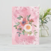 かわいらし空白のピンク色の花 案内状 (スタンド正面)