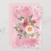 かわいらし空白のピンク色の花 案内状 (正面/裏面)