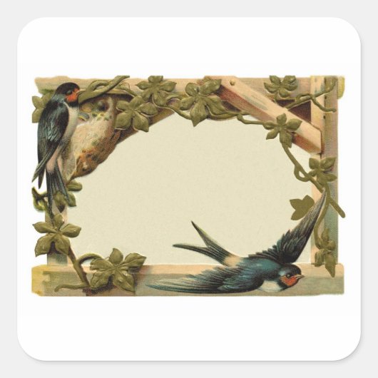 かわいらし空白の素朴ヴィンテージ縁ど&Swallow スクエアシール (正面)