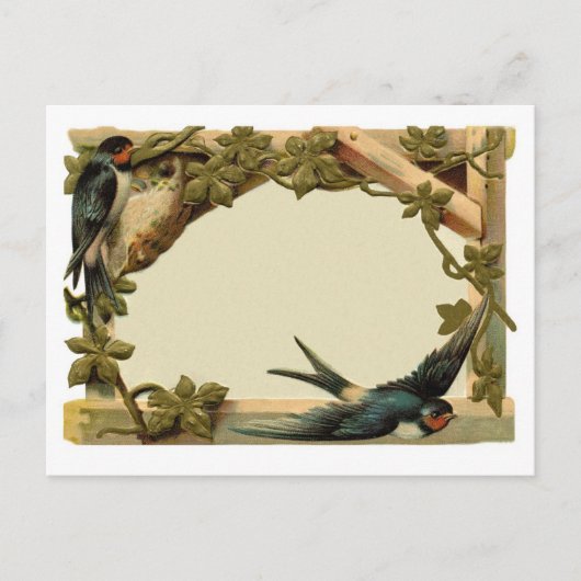 かわいらし空白の素朴ヴィンテージ縁ど&Swallow ポストカード (正面)