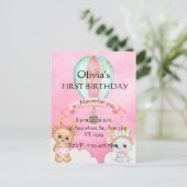 かわいらし第1の誕生日招待状 ポストカード (スタンド正面)