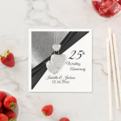 かわいらし第25回シルバ結婚ー記念日デザイン スタンダードカクテルナプキン (インサイチュ)