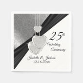 かわいらし第25回シルバ結婚ー記念日デザイン スタンダードカクテルナプキン (正面)