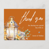 かわいらし紅葉オレンジフローラ結婚の感謝 ポストカード (裏面)