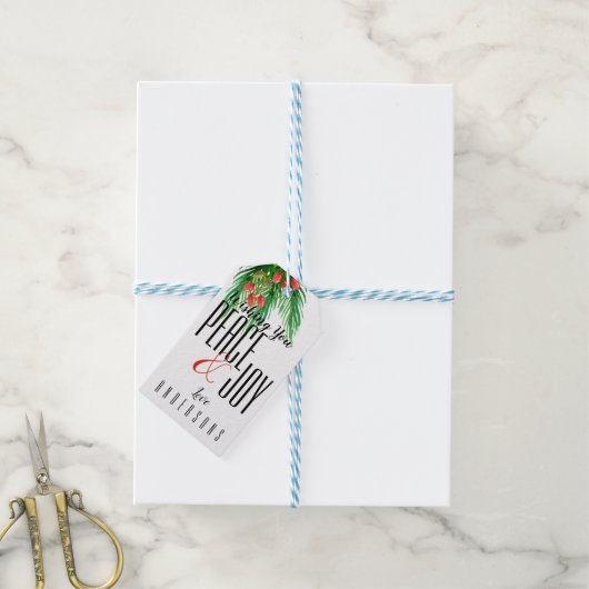 かわいらし素朴カスタムクラフト平和と喜びクリスマス ギフトタグ (より糸付き)