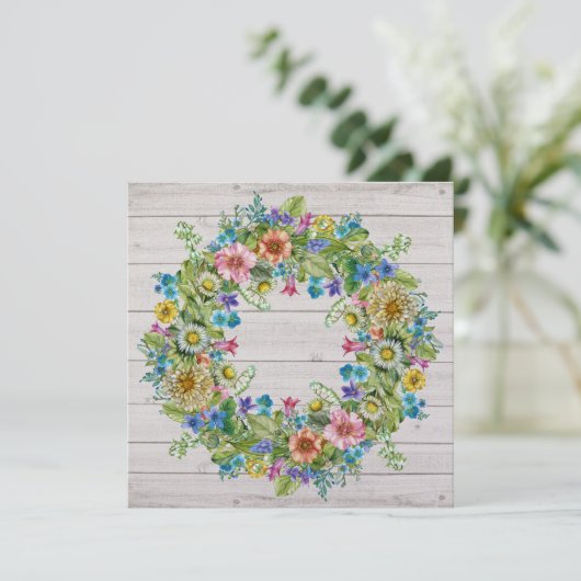 かわいらし素朴フローラリース招待状 招待状 (スタンド正面)