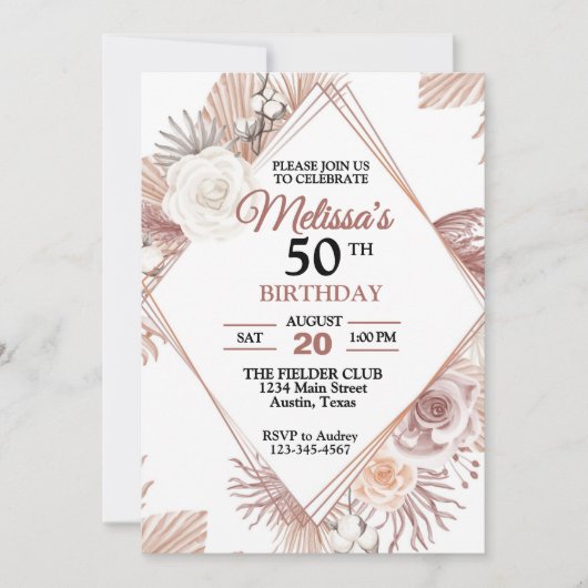 かわいらし素朴フローラ 招待状 (正面)